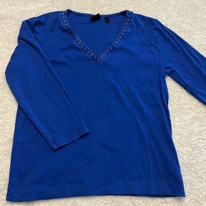 Rafaella Royal Blue Rhinestone Detail Long Sleeve